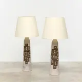 Georges Pelletier, Rare paire de lampes, A rare pair of lamps in partially glazed clay and nickel by Georges Pelletier circa 1960