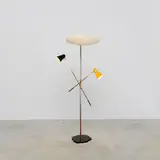 Gino Sarfatti, Lampadaire 1050/2, A stamped '1050/2' floor lamp in lacquered aluminum, brass and marble by Gino Sarfatti designed in 1951 and edited by Arteluce