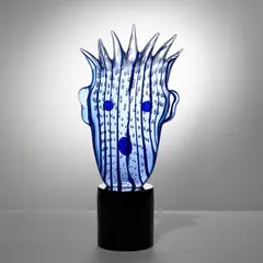 Kiki Kogelnik, Sculpture Blue Striped Head, A monogrammed and numbered 'Blue Striped Head' sculpture in Murano glass by Kiki Kogelnik in 1994