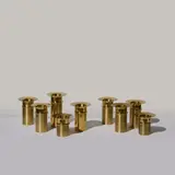 Tapio Wirkkala, Ensemble de neuf vases TW 486, A set of nine stamped 'TW 486' vases in gilt brass by Tapio Wirkkala designed in 1974 and edited by Kultakeskus