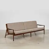 Travail Bresilien, Canapé, A Brazilian sofa in Brazilian rosewood, imbuia and fabric circa 1960