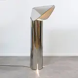 Mario Bellini, Lampadaire Chiara, A 'Chiara' floor lamp in stainless steel sheet and rubber by Mario Bellini designed in 1967 and edited by Flos