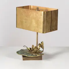 Maison Charles, Lampe de table Nénuphar, Bronze patiné