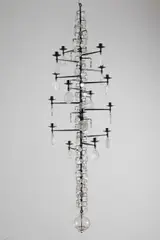 Erik Höglund, Lustre SH116, A 'SH116' chandelier in wrought iron and molded glass by Erik Hoglund designed circa 1960 and edited by Boda Smide