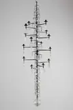 Erik Höglund, Lustre SH116, A 'SH116' chandelier in wrought iron and molded glass by Erik Hoglund designed circa 1960 and edited by Boda Smide