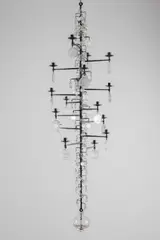 Erik Höglund, Lustre SH116, A 'SH116' chandelier in wrought iron and molded glass by Erik Hoglund designed circa 1960 and edited by Boda Smide
