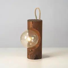 Temde Leuchten, Baladeuse, A portable lamp in pine, bubble glass and rope by Temde Leuchten circa 1960