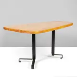 Charlotte Perriand, Table forme libre, A free form table in fir and lacquered metal by Charlotte Perriand designed in 1987 for l'Aiguille Grive, Arc 1800