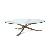 Michel Mangematin, Table basse, A coffee table in sandcast stainless steel and glass by Michel Mangematin designed circa 1960 and executed by Ugine-Gueugnon