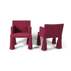 Marcel Wanders, Paire de fauteuils V.I.P., ' armchairs in steel, virgin wool and casters by Marcel Wanders designed in 2000 and edited by Moooi