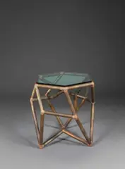 Table d'appoint de la série Particles by Studio Minale Maeda, A side table from the 'Particles' series in copper, electroformed joint and tinted glass by Studio Minale Maeda in 2017, offered May 2024
