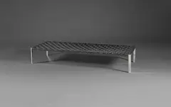 Banc by Erwine & Estelle Laverne, A bench in chrome-plated steel, leather and wood by Erwine and Estelle Laverne circa 1950 and edited by Laverne Internat, offered May 2024