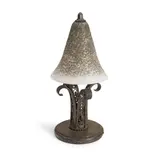 Daum, ART DECO ACID-ETCHED GLASS AND WROUGHT IRON TABLE LAMP, 1920
