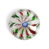 France, twisted ribbon alternating with twisted latticino, ht. 1 3/4, dia. 2 1/2 in. by St. Louis Crown Glass Paperweight, offered May 2024