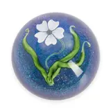 Lundberg Studios Botanical Paperweight, California, dated 1980, incised mark "Lundberg Studios 1980 D561822," ht. 2, dia. 2 1/2 in.