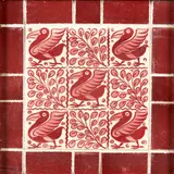 William De Morgan, Red Lustre Tile Depicting Five Pelicans