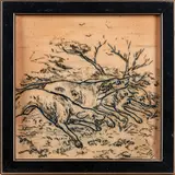 Hannah Barlow, for Doulton Lambeth Stoneware Tile Depicting Coursing Hounds