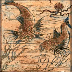Martin Brothers, Stoneware Tile Depicting Fish, 1880