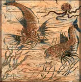 Martin Brothers, Stoneware Tile Depicting Fish