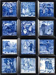 for Wedgwood "Old English Months" Tiles by Twelve Helen J.A. Miles, 1878, sold Dec 2023