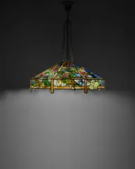 Tiffany Studios, 'Nasturtium' Hanging Shade, leaded glass, patinated bronze