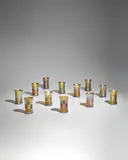 Tiffany Studios, Set of Twelve Favrille Beakers, blown and applied iridescent favrile glass, several examples engraved 'L