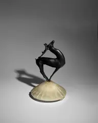 Alexandre Kelety, 'Cerf' Sculptural Table Lamp, black patinated bronze and alabaster