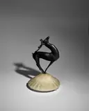 Alexandre Kelety, 'Cerf' Sculptural Table Lamp, black patinated bronze and alabaster