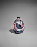 Camille Faure, Vase, enameled copper, Primrose body shape, enamel mark 'C