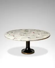 Rare 'Ultime Notizie' Center Table by Piero Fornasetti, for Fornasetti Milano, lithographically printed with newsprint and hand-colored, wood, lacquer and metal base, offered Dec 2024