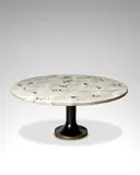 Piero Fornasetti, Rare 'Ultime Notizie' Center Table, for Fornasetti Milano, lithographically printed with newsprint and hand-colored, wood, lacquer and metal base