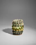 Paul S. Briggs, Coelenterate Vase, pinched-formed, glazed black stoneware, artist's monogram mark 'PB' to base