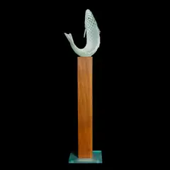 Frank Gehry, Fish Lamp, for New City Editions, glass on illuminated wood and glass base, etched 'F