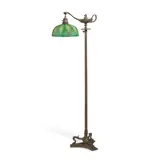 Tiffany Studios, Aladin Floor Lamp with 'Dragonfly and Butterfly' Engraved Damascene Shade, patinated bronze with intaglio finish, wheel-carved Favrile glass, base stamped 'TIFFANY STUDIOS NEW YORK 576', shade engraved 'L