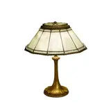 Linenfold Table Lamp by Tiffany Studios, Favrile glass, gilt bronze, shade stamped 'TIFFANY STUDIOS NEW YORK 1927 PAT, sold Oct 2024