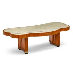 American Art Deco, Custom Coffee Table, walnut, onyx, bronze