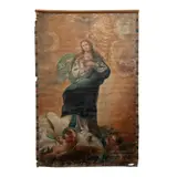 Virgen de la Inmaculada Concepción, MÉXICO, SIGLO XIX, Óleo sobre tela
