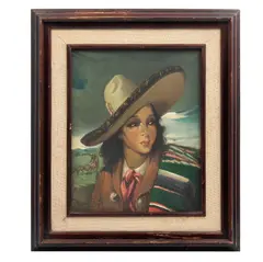 Carlos Ruano Llopis, (ORBA, ESPAÑA, 1878-MÉXICO, 1950). Dama con Sombrero, Óleo sobre tela. Firmado