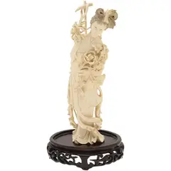 He Xiangu, CHINA, CA., 1900, Talla en marfil, esgrafiado y entintado con base de madera