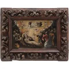 El Tránsito de la Virgen María, ORIGEN AMERICANO, CA., 1800, Óleo sobre lámina de cobre