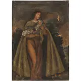 ORIGEN AMERICANO, SIGLO XIX by Santa Ana Con la Virgen Niña, Óleo sobre tela, offered Feb 2025