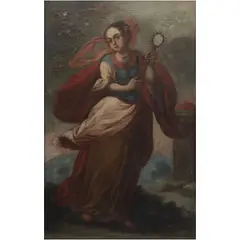 Santa Bárbara, MÉXCICO, SIGLO XVIII, Óleo sobre tela