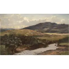 David Young Cameron, A VIEW NEAR LOCH LOMOND, Óleo sobre tela