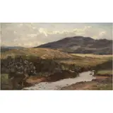 David Young Cameron, A VIEW NEAR LOCH LOMOND, Óleo sobre tela