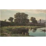 Paisaje Con Laguna, EUROPA, SEGUNDA MITAD DEL SIGLO XIX, Óleo sobre tela