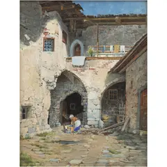 Ferdinand Gatt, LAVANDERA, Óleo sobre cartONCILLO
