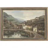 Escena de Puerto, ESPAÑA, SIGLO XX, Óleo sobre tela