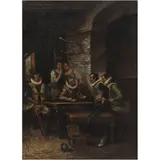 Escena de Taberna, EUROPA, CA., 1900, Óleo sobre madera