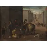 Escena de Mercado, EUROPA, CA., 1900, Óleo sobre tela