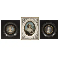 Retratos de Dama, EUROPA, SIGLO XIX, Óleo sobre lámina de marfil con marco de hueso